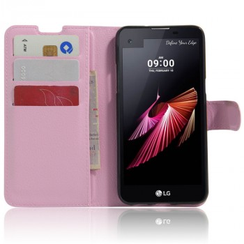 Чехол портмоне подставка на силиконовой основе с магнитной защелкой для LG X view Розовый