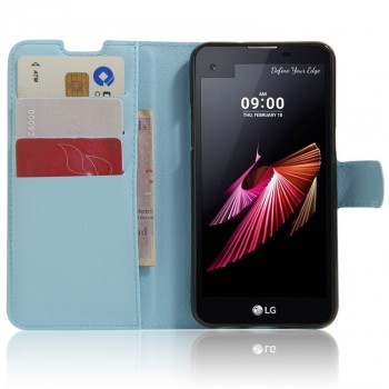 Чехол портмоне подставка на силиконовой основе с магнитной защелкой для LG X view Голубой