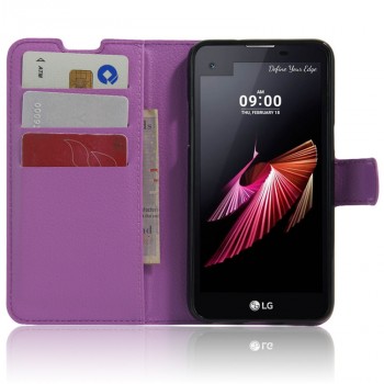 Чехол портмоне подставка на силиконовой основе с магнитной защелкой для LG X view Фиолетовый