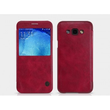 Чехол флип на пластиковой основе с окном вызова текстура Кожа для Samsung Galaxy J5 (2016) Красный