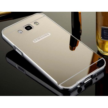 Гибридный металлический двухкомпонентный чехол и поликарбонатной крышкой с зеркальным покрытием для Samsung Galaxy J5 (2016) Серый