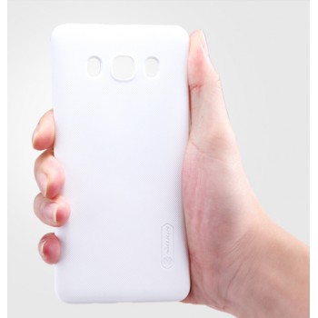 Пластиковый матовый нескользящий премиум чехол для Samsung Galaxy J5 (2016) Белый