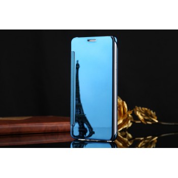 Двухмодульный пластиковый чехол флип с полупрозрачной крышкой с зеркальным покрытием для Samsung Galaxy J5 (2016) Голубой