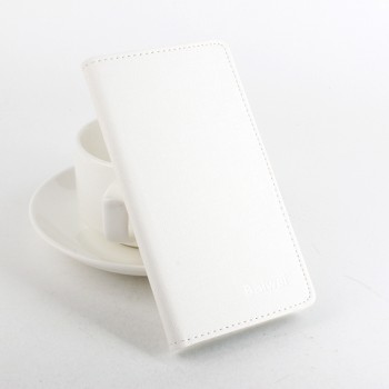 Текстурный чехол портмоне подставка на клеевой основе с защелкой для Doogee X6 Белый