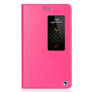 Вощеный чехол подставка с окном вызова на силиконовой основе на присоске для Huawei MediaPad X2 Розовый