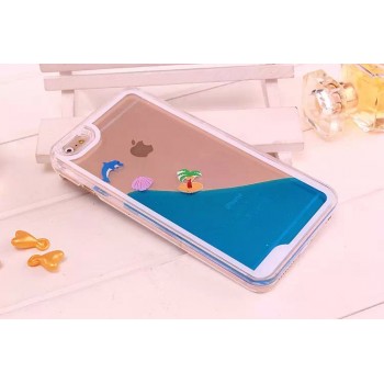 Пластиковый матовый полупрозрачный чехол с внутренней аква аппликацией для Iphone 5/5s/SE Синий