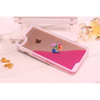 Пластиковый матовый полупрозрачный чехол с внутренней аква аппликацией для Iphone 5/5s/SE Розовый
