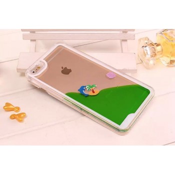 Пластиковый матовый полупрозрачный чехол с внутренней аква аппликацией для Iphone 5/5s/SE Зеленый