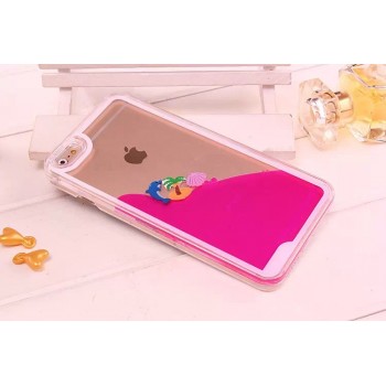 Пластиковый матовый полупрозрачный чехол с внутренней аква аппликацией для Iphone 6/6s Пурпурный