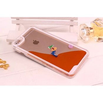 Пластиковый матовый полупрозрачный чехол с внутренней аква аппликацией для Iphone 6/6s Оранжевый