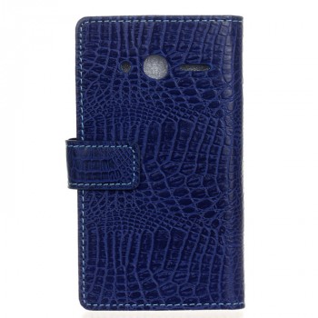 Чехол портмоне подставка с защелкой текстура Крокодил для Alcatel One Touch Pixi 4 (4) Синий