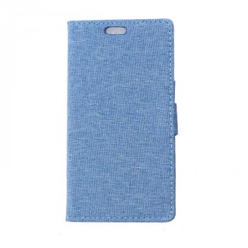 Чехол портмоне подставка с защелкой и тканевым покрытием для Alcatel One Touch Pixi 4 (4) Голубой