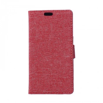 Чехол портмоне подставка с защелкой и тканевым покрытием для Alcatel One Touch Pixi 4 (4) Красный