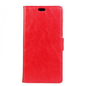 Вощеный чехол портмоне подставка с защелкой для LG K5 Красный