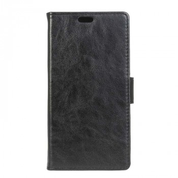 Вощеный чехол портмоне подставка с защелкой для LG K5 Черный