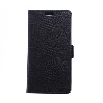 Чехол портмоне подставка с защелкой текстура Крокодил для LG K5 Черный