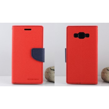 Текстурный чехол портмоне подставка на силиконовой основе с дизайнерской застежкой для Samsung Galaxy J3 (2016) Красный