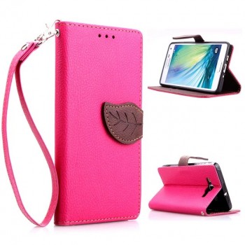 Текстурный чехол портмоне подставка с дизайнерской застежкой для Samsung Galaxy A5 Розовый