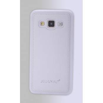 Силиконовый непрозрачный матовый чехол текстура Кожа для Samsung Galaxy A3 Белый