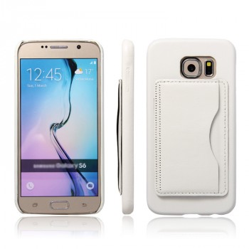 Дизайнерский чехол накладка с отделениями для карт и подставкой для Samsung Galaxy S6 Белый