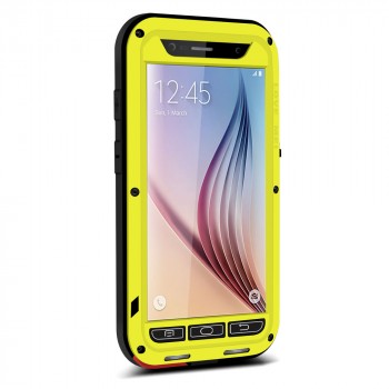Эксклюзивный многомодульный ультрапротекторный пылевлагозащищенный ударостойкий нескользящий чехол алюминиево-цинковый сплав/силиконовый полимер для Samsung Galaxy S6 Желтый