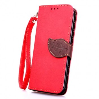 Текстурный чехол портмоне подставка на силиконовой основе с дизайнерской застежкой для Samsung Galaxy S6 Красный