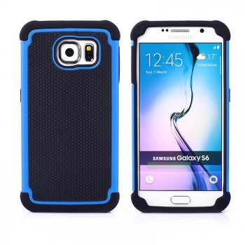 Силиконовый двухкомпонентный чехол экстрим защита для Samsung Galaxy S6 Синий