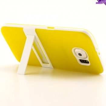 Двухкомпонентный силиконовый чехол с пластиковым бампером и подставкой для Samsung Galaxy S6 Желтый