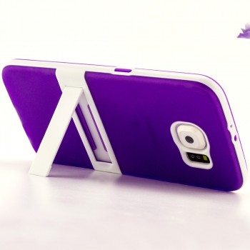 Двухкомпонентный силиконовый чехол с пластиковым бампером и подставкой для Samsung Galaxy S6 Фиолетовый