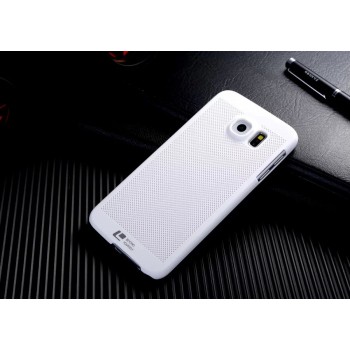 Пластиковый матовый непрозрачный чехол текстура Точки для Samsung Galaxy S6 Белый