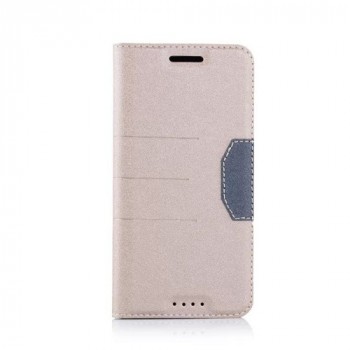 Текстурный чехол флип подставка на силиконовой основе с дизайнерской застежкой с отделением для карты для HTC Desire 530/630 Белый