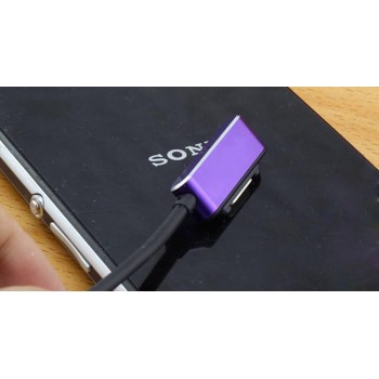 Усиленный магнитный зарядный кабель с индикацией заряда для Sony Xperia Z1/Z Ultra/Z1 Compact/Z2/Z3/Z3 Compact Фиолетовый