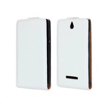 Чехол книжка вертикальная на пластиковой основе с магнитной защелкой для Sony Xperia E dual Белый