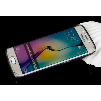Двухкомпонентный силиконовый матовый полупрозрачный чехол горизонтальная книжка с акриловой полноразмерной транспарентной смарт крышкой для Samsung Galaxy S6 Edge Черный