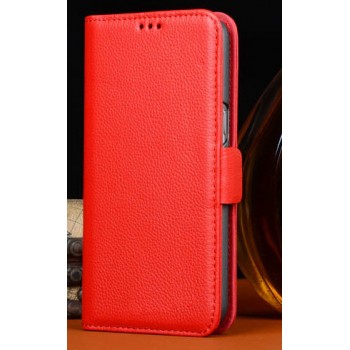 Кожаный чехол портмоне (нат. кожа) для Philips i908 Красный