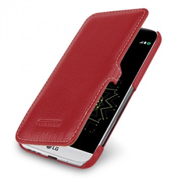 Кожаный чехол горизонтальная книжка (премиум нат. кожа) с крепежной застежкой для LG G5