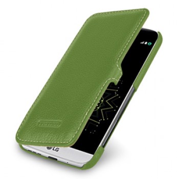 Кожаный чехол горизонтальная книжка (премиум нат. кожа) с крепежной застежкой для LG G5