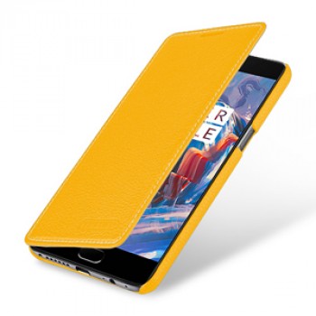 Кожаный чехол горизонтальная книжка (премиум нат. кожа) для OnePlus 3