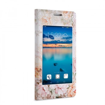 Чехол горизонтальная книжка подставка с окном вызова на пластиковой основе для Huawei Honor 7