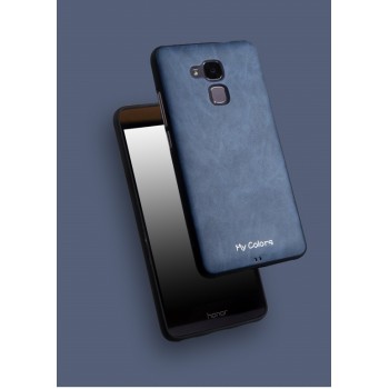 Силиконовый матовый непрозрачный чехол с текстурным покрытием Кожа для Huawei Honor 5C Синий