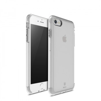 Силиконовый матовый полупрозрачный дизайнерский фигурный чехол для Iphone 7 Белый