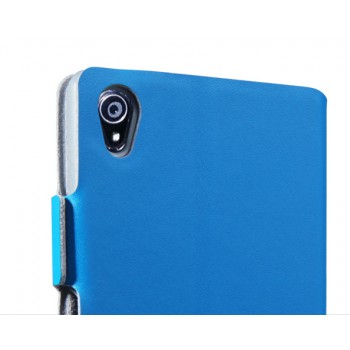 Чехол флип-подставка со свайпом и окном вызова для Sony Xperia Z3 Голубой