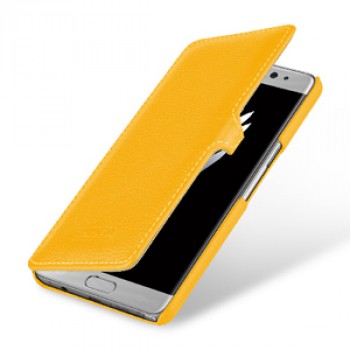 Кожаный чехол горизонтальная книжка (премиум нат. кожа) с крепежной застежкой для Samsung Galaxy Note 7