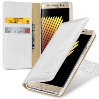 Кожаный чехол портмоне (премиум нат. кожа) с крепежной застежкой для Samsung Galaxy Note 7