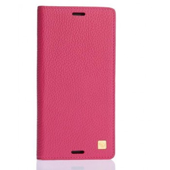 Кожаный чехол книжка-подставка с отделением для Sony Xperia Z3 Розовый
