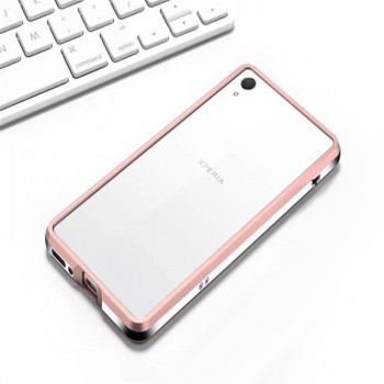 Металлический округлый бампер сборного типа на винтах для Sony Xperia XA Розовый
