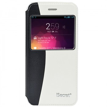 Чехол флип на пластиковой основе с окном вызова и внешним карманом для Iphone 6 Plus Черный