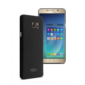 Пластиковый матовый чехол с повышенной шероховатостью для Samsung Galaxy Note 5 Черный