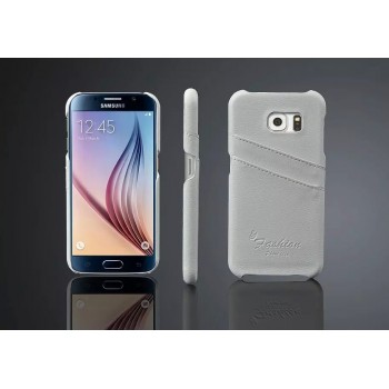 Дизайнерский кожаный чехол накладка с отделениями для карт для Samsung Galaxy S6 Белый