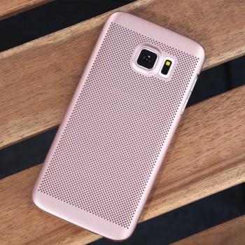 Пластиковый непрозрачный матовый чехол с текстурным покрытием Точки для Samsung Galaxy S7 Розовый